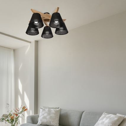Brilagi - Surface-mounted chandelier ANTHONY 5xE14/40W/230V oak/black