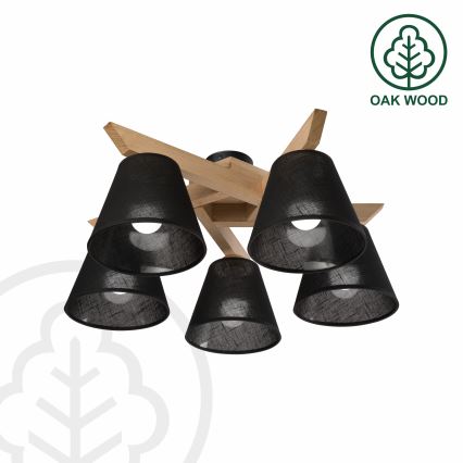 Brilagi - Surface-mounted chandelier ANTHONY 5xE14/40W/230V oak/black