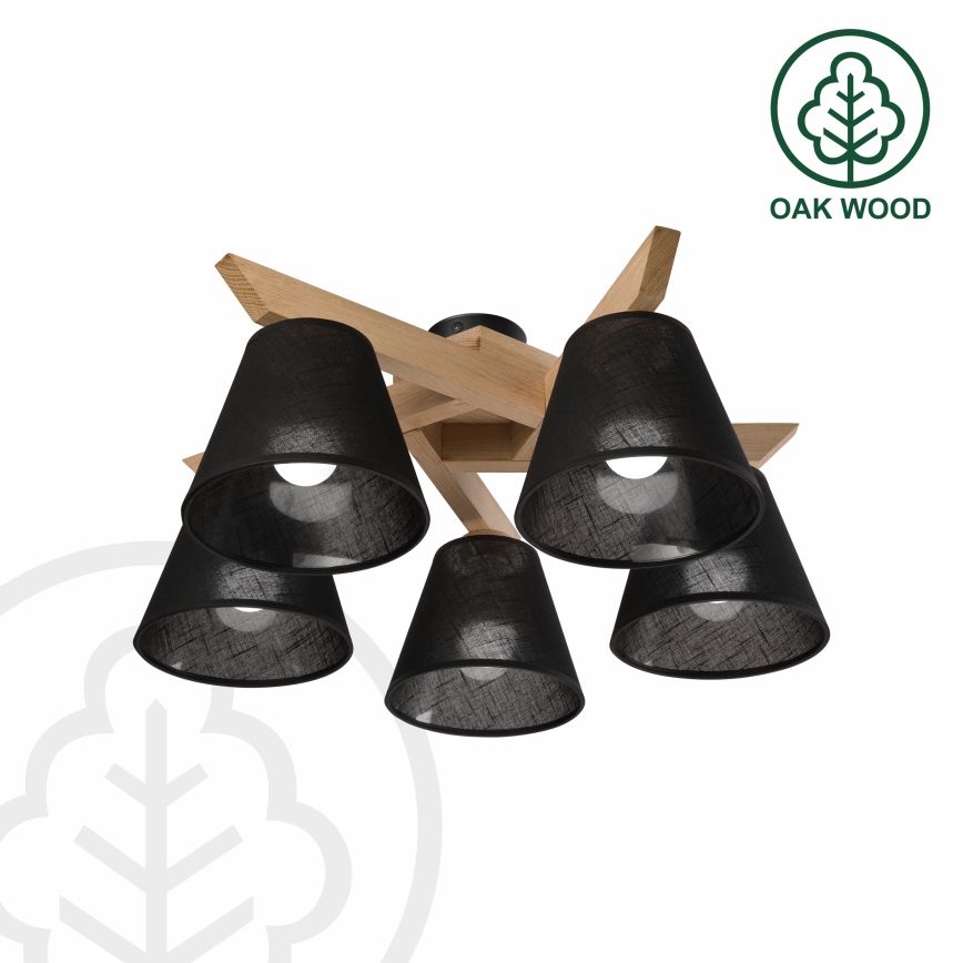 Brilagi - Surface-mounted chandelier ANTHONY 5xE14/40W/230V oak/black