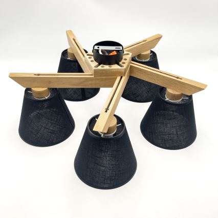 Brilagi - Surface-mounted chandelier ANTHONY 5xE14/40W/230V oak/black