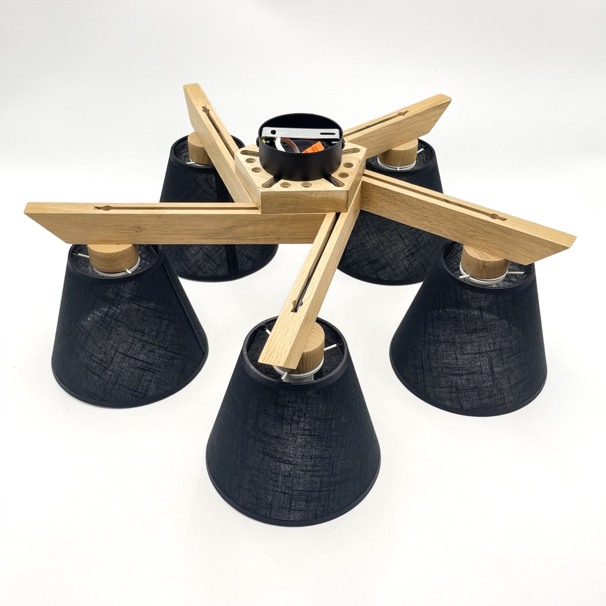 Brilagi - Surface-mounted chandelier ANTHONY 5xE14/40W/230V oak/black