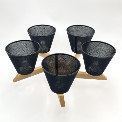 Brilagi - Surface-mounted chandelier ANTHONY 5xE14/40W/230V oak/black
