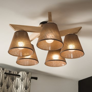 Brilagi - Surface-mounted chandelier ANTHONY 5xE14/40W/230V oak/brown