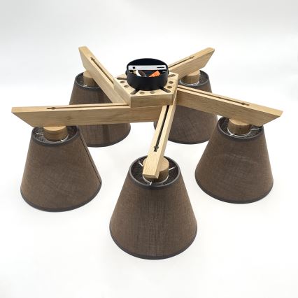 Brilagi - Surface-mounted chandelier ANTHONY 5xE14/40W/230V oak/brown