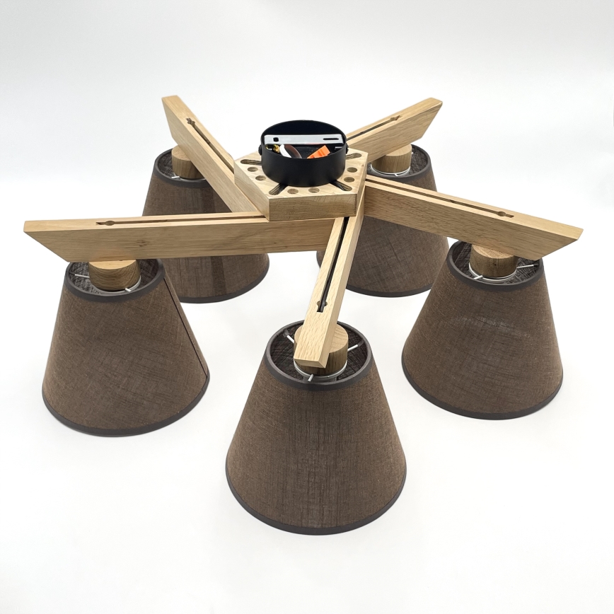 Brilagi - Surface-mounted chandelier ANTHONY 5xE14/40W/230V oak/brown