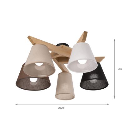 Brilagi - Surface-mounted chandelier ANTHONY 5xE14/40W/230V oak