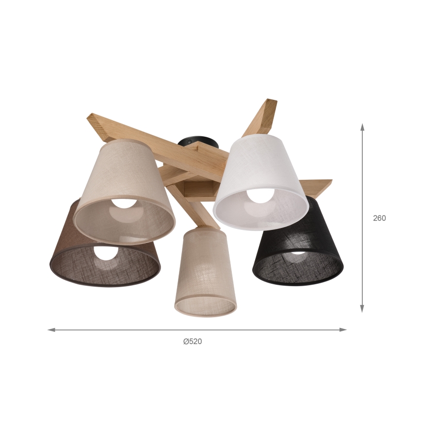 Brilagi - Surface-mounted chandelier ANTHONY 5xE14/40W/230V oak