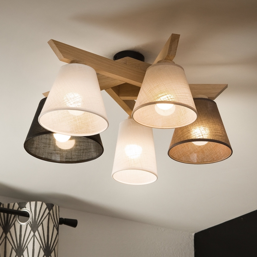 Brilagi - Surface-mounted chandelier ANTHONY 5xE14/40W/230V oak