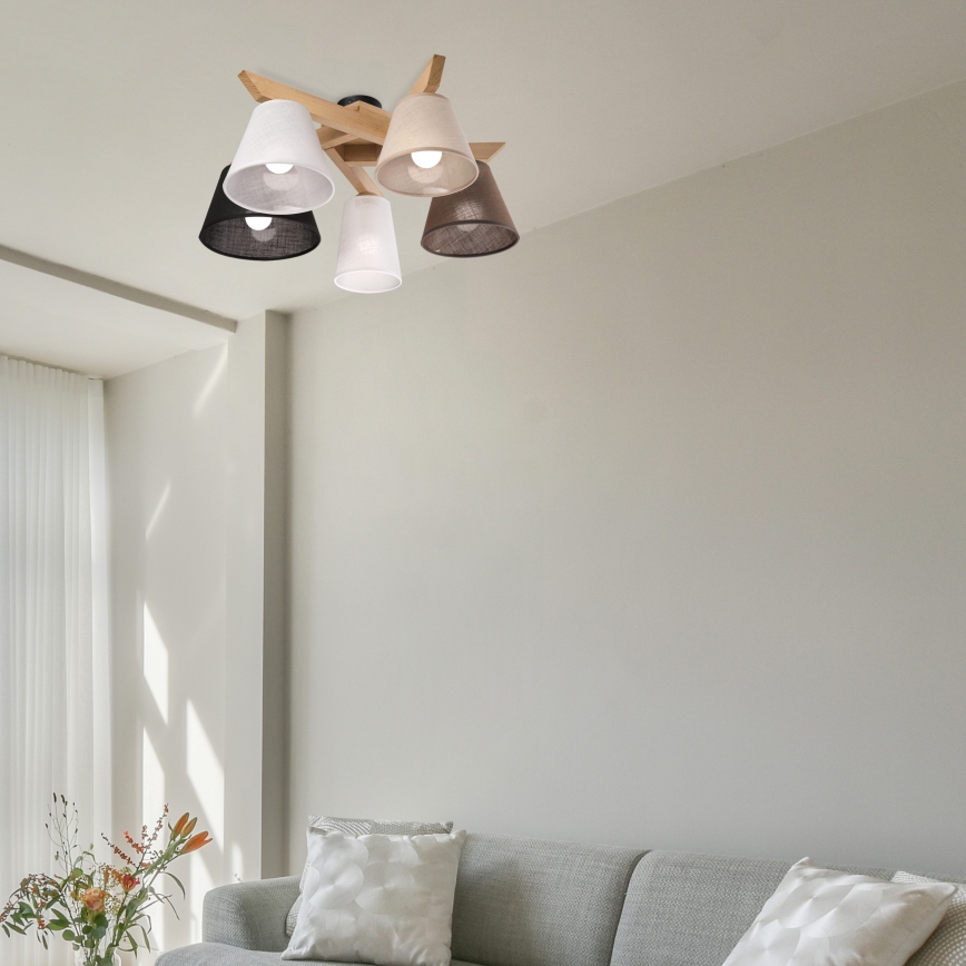 Brilagi - Surface-mounted chandelier ANTHONY 5xE14/40W/230V oak