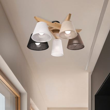 Brilagi - Surface-mounted chandelier ANTHONY 5xE14/40W/230V oak