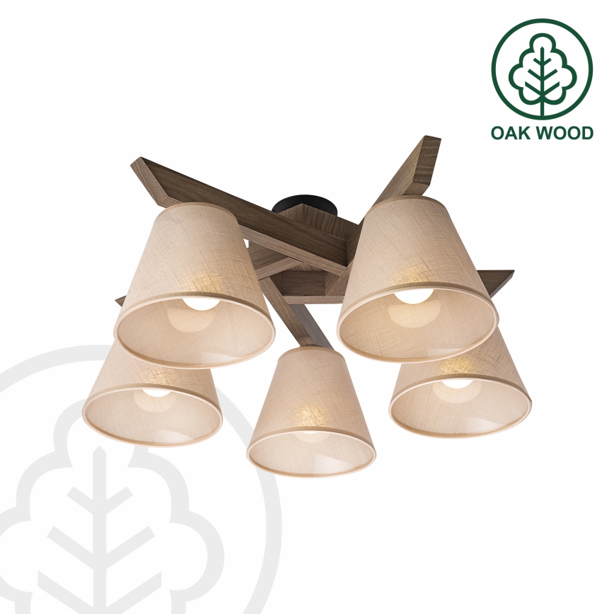 Brilagi - Surface-mounted chandelier ANTHONY 5xE14/40W/230V oak walnut/beige