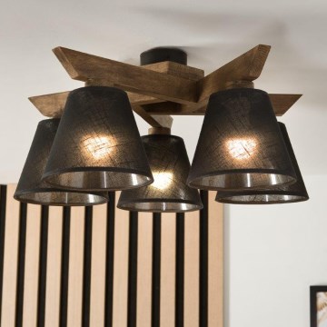 Brilagi - Surface-mounted chandelier ANTHONY 5xE14/40W/230V oak walnut/black