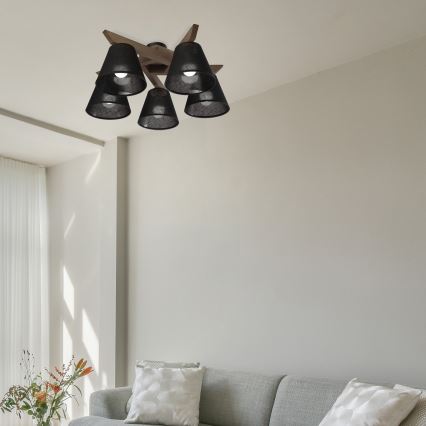 Brilagi - Surface-mounted chandelier ANTHONY 5xE14/40W/230V oak walnut/black
