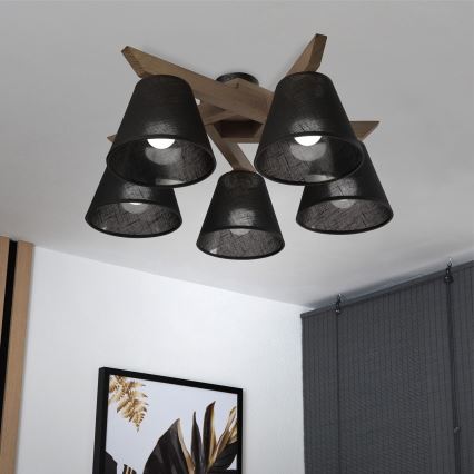 Brilagi - Surface-mounted chandelier ANTHONY 5xE14/40W/230V oak walnut/black