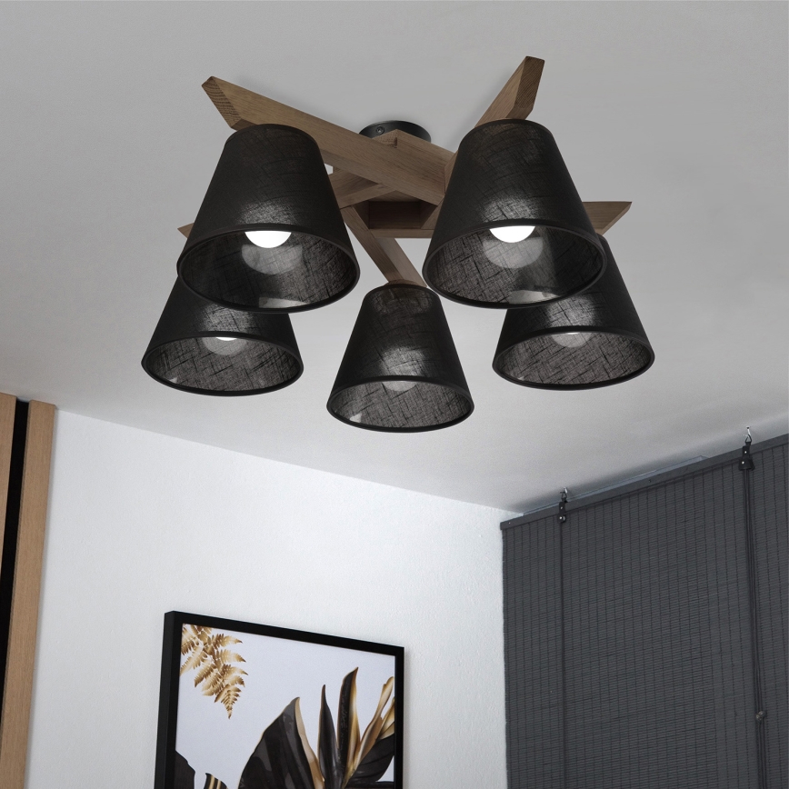 Brilagi - Surface-mounted chandelier ANTHONY 5xE14/40W/230V oak walnut/black