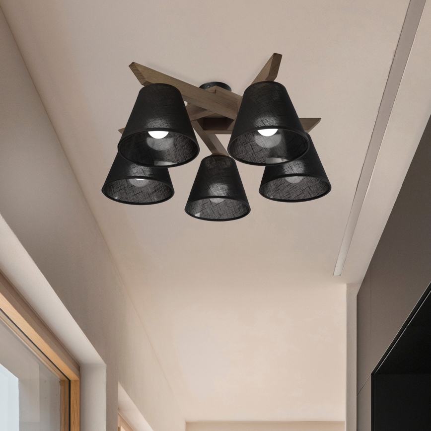 Brilagi - Surface-mounted chandelier ANTHONY 5xE14/40W/230V oak walnut/black
