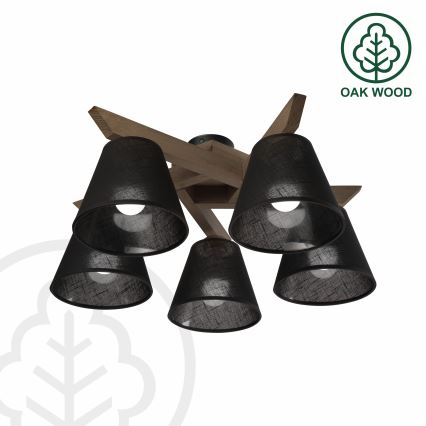 Brilagi - Surface-mounted chandelier ANTHONY 5xE14/40W/230V oak walnut/black