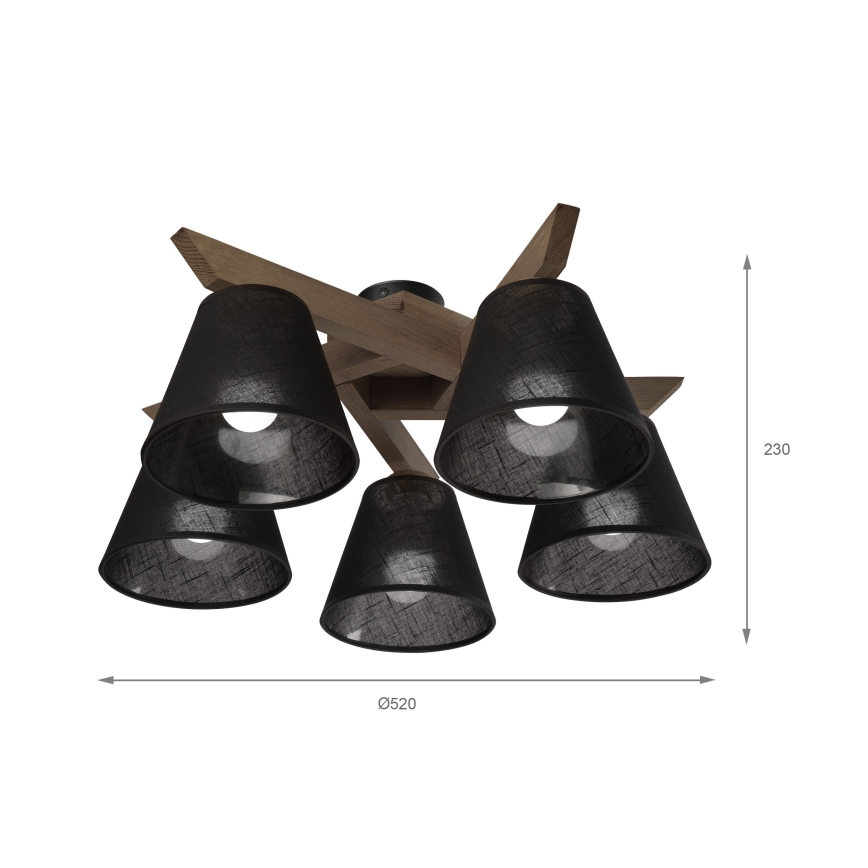 Brilagi - Surface-mounted chandelier ANTHONY 5xE14/40W/230V oak walnut/black