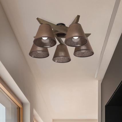 Brilagi - Surface-mounted chandelier ANTHONY 5xE14/40W/230V oak walnut/brown