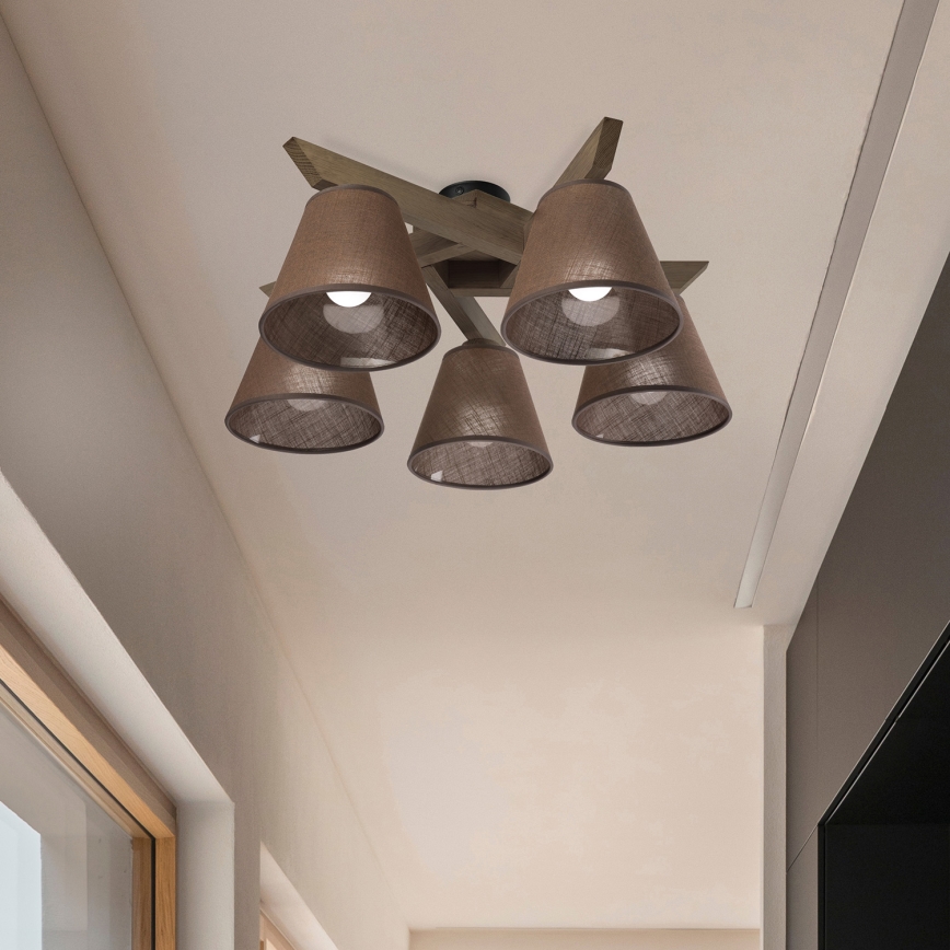 Brilagi - Surface-mounted chandelier ANTHONY 5xE14/40W/230V oak walnut/brown