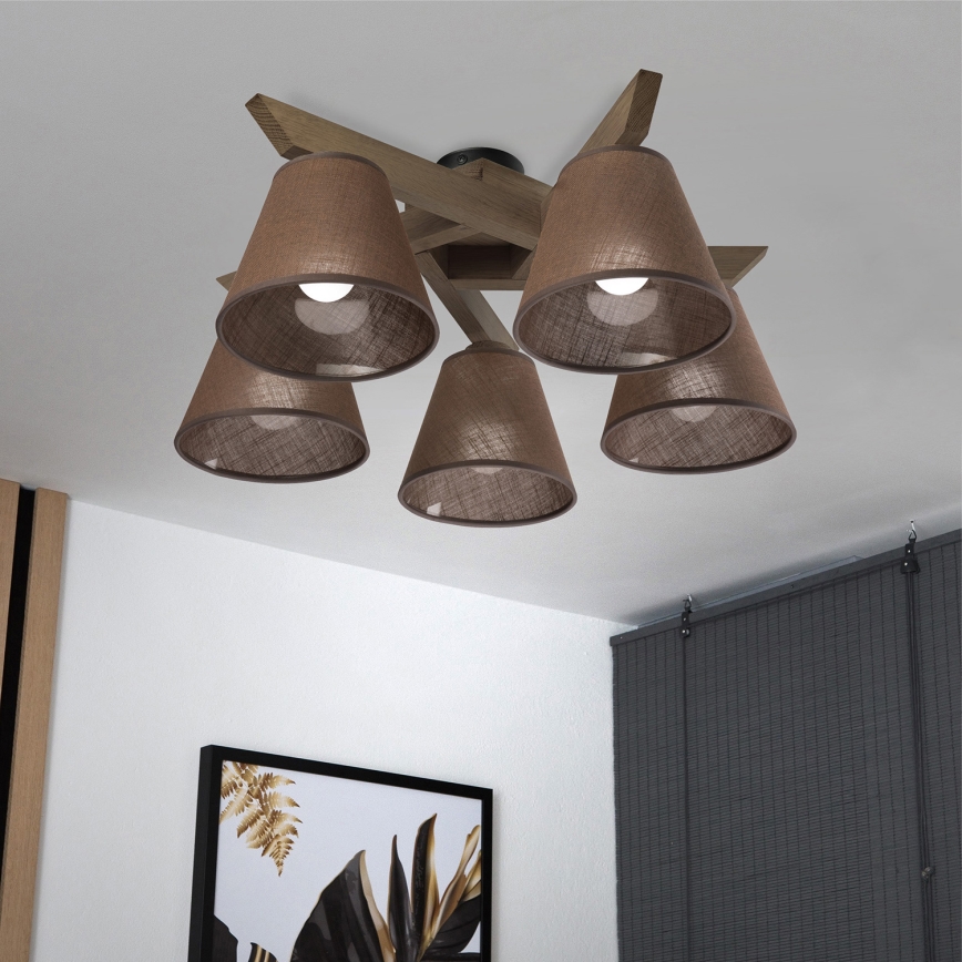 Brilagi - Surface-mounted chandelier ANTHONY 5xE14/40W/230V oak walnut/brown