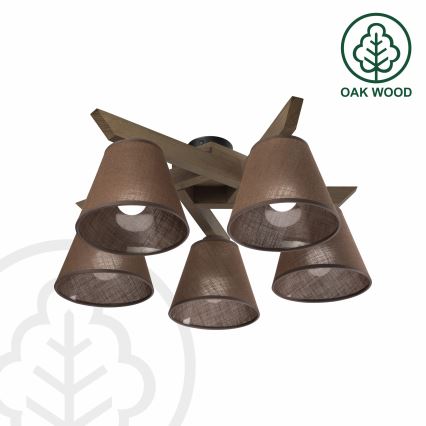 Brilagi - Surface-mounted chandelier ANTHONY 5xE14/40W/230V oak walnut/brown