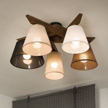 Brilagi - Surface-mounted chandelier ANTHONY 5xE14/40W/230V oak walnut