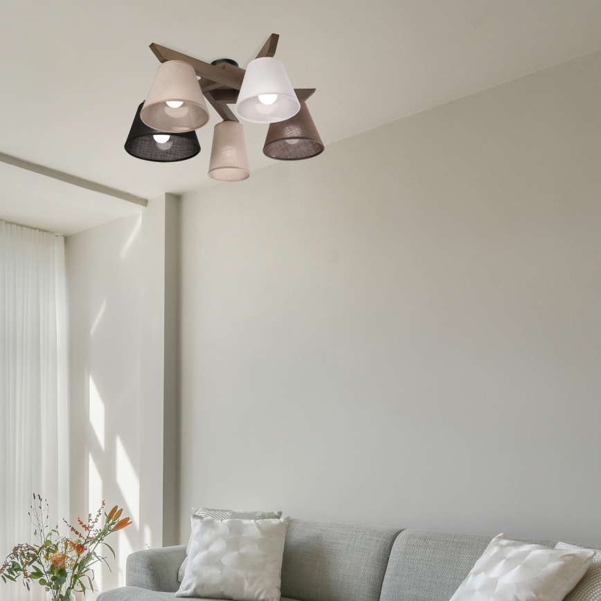 Brilagi - Surface-mounted chandelier ANTHONY 5xE14/40W/230V oak walnut