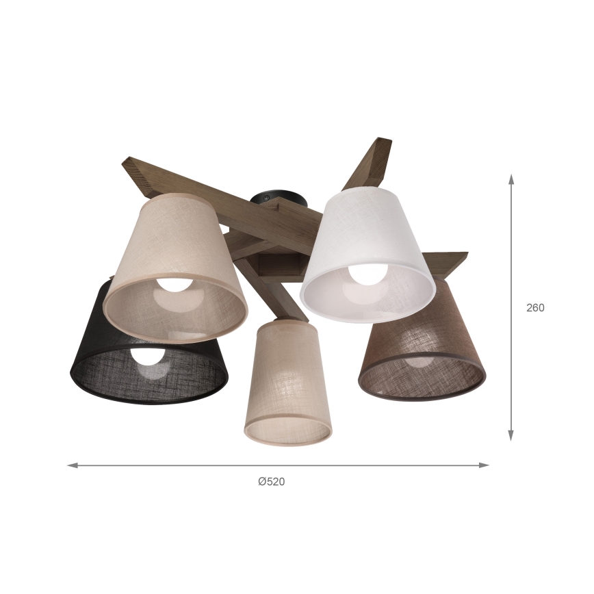 Brilagi - Surface-mounted chandelier ANTHONY 5xE14/40W/230V oak walnut