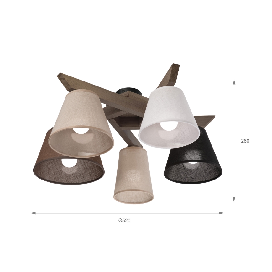 Brilagi - Surface-mounted chandelier ANTHONY 5xE14/40W/230V oak walnut
