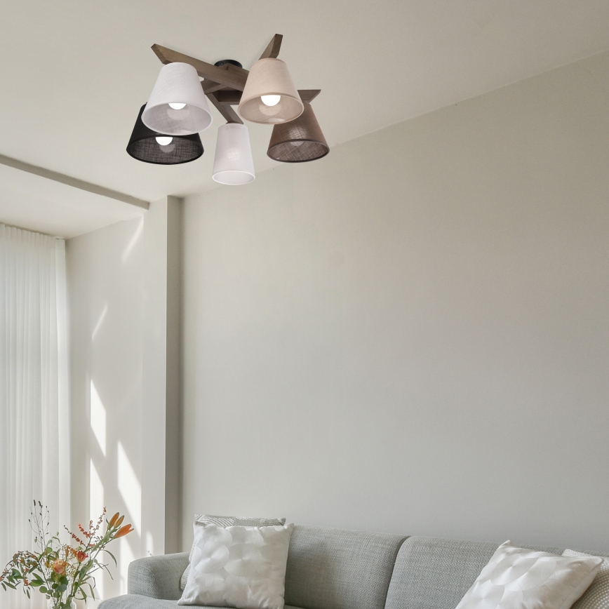 Brilagi - Surface-mounted chandelier ANTHONY 5xE14/40W/230V oak walnut