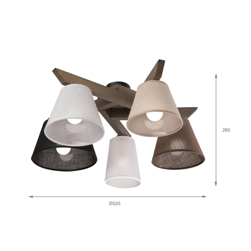 Brilagi - Surface-mounted chandelier ANTHONY 5xE14/40W/230V oak walnut