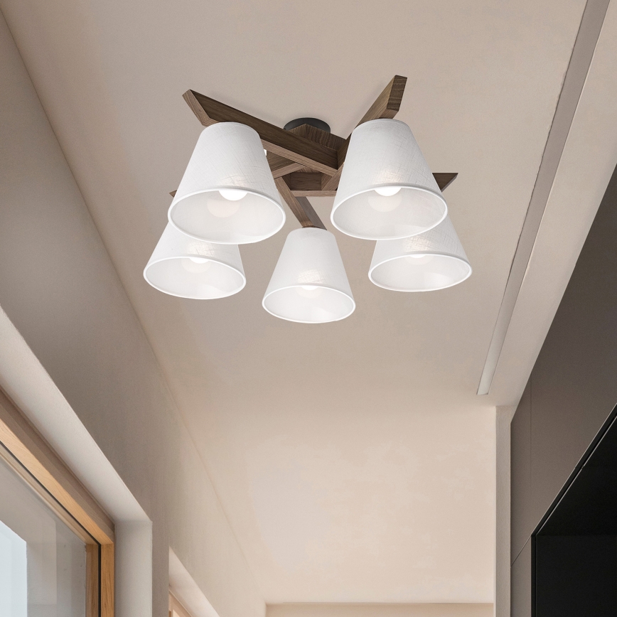 Brilagi - Surface-mounted chandelier ANTHONY 5xE14/40W/230V oak walnut/white