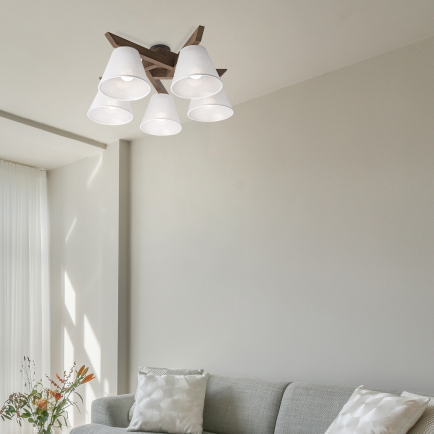 Brilagi - Surface-mounted chandelier ANTHONY 5xE14/40W/230V oak walnut/white