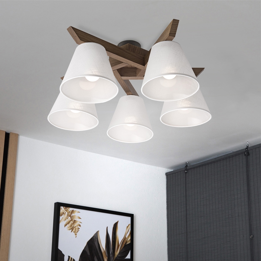Brilagi - Surface-mounted chandelier ANTHONY 5xE14/40W/230V oak walnut/white