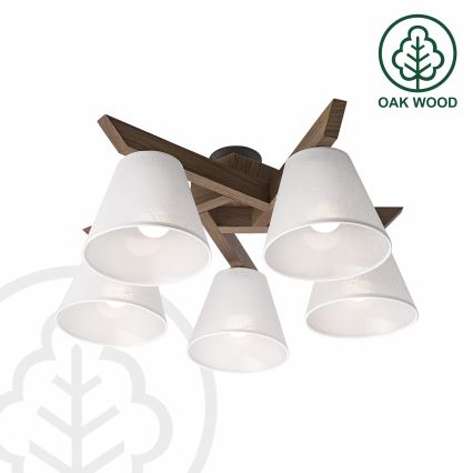 Brilagi - Surface-mounted chandelier ANTHONY 5xE14/40W/230V oak walnut/white