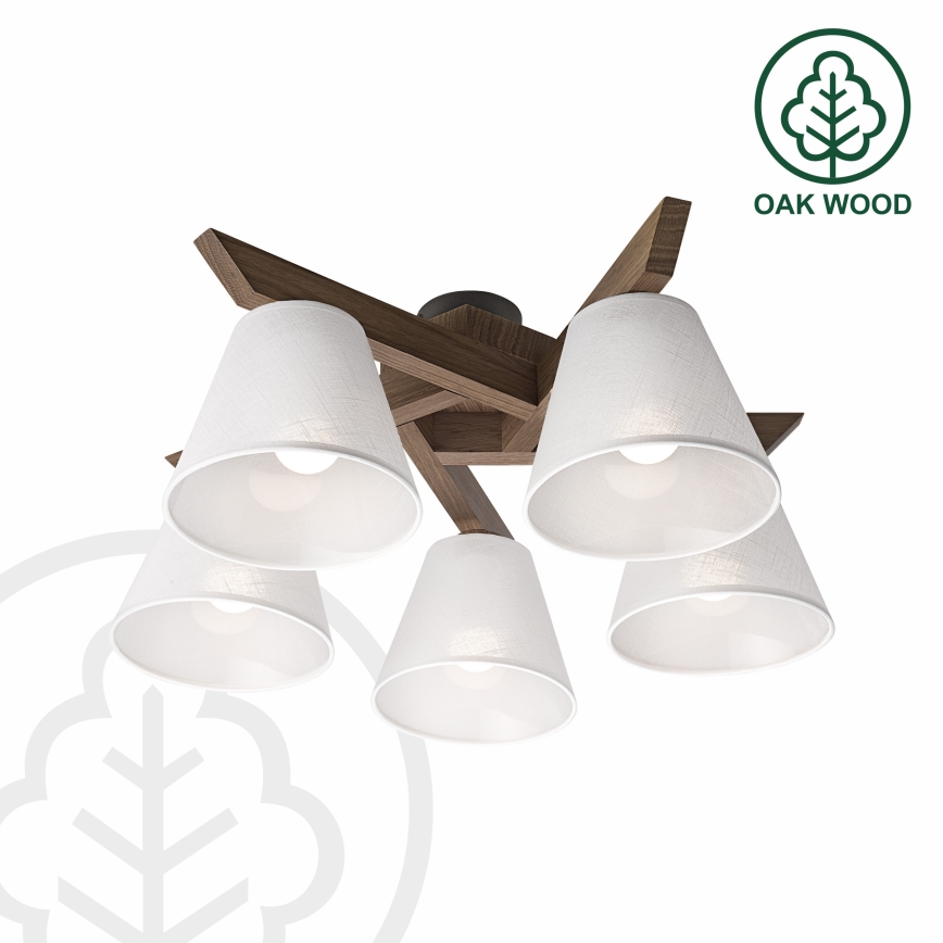 Brilagi - Surface-mounted chandelier ANTHONY 5xE14/40W/230V oak walnut/white