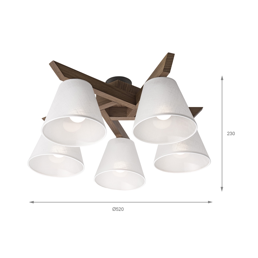 Brilagi - Surface-mounted chandelier ANTHONY 5xE14/40W/230V oak walnut/white