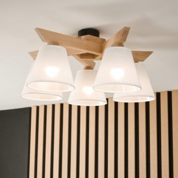 Brilagi - Surface-mounted chandelier ANTHONY 5xE14/40W/230V oak/white