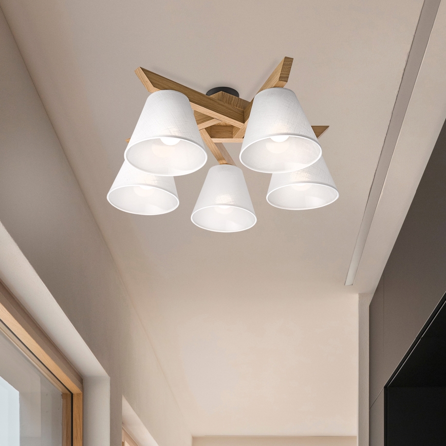 Brilagi - Surface-mounted chandelier ANTHONY 5xE14/40W/230V oak/white