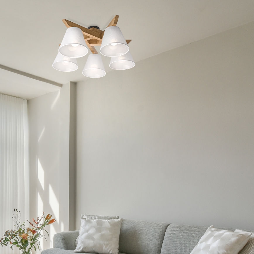 Brilagi - Surface-mounted chandelier ANTHONY 5xE14/40W/230V oak/white