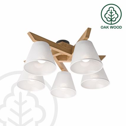 Brilagi - Surface-mounted chandelier ANTHONY 5xE14/40W/230V oak/white