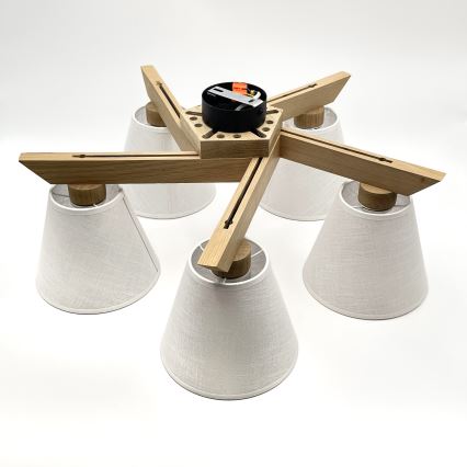 Brilagi - Surface-mounted chandelier ANTHONY 5xE14/40W/230V oak/white