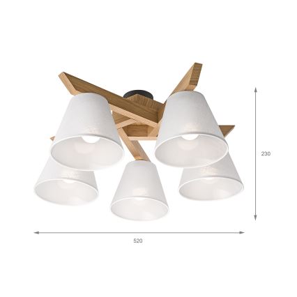 Brilagi - Surface-mounted chandelier ANTHONY 5xE14/40W/230V oak/white