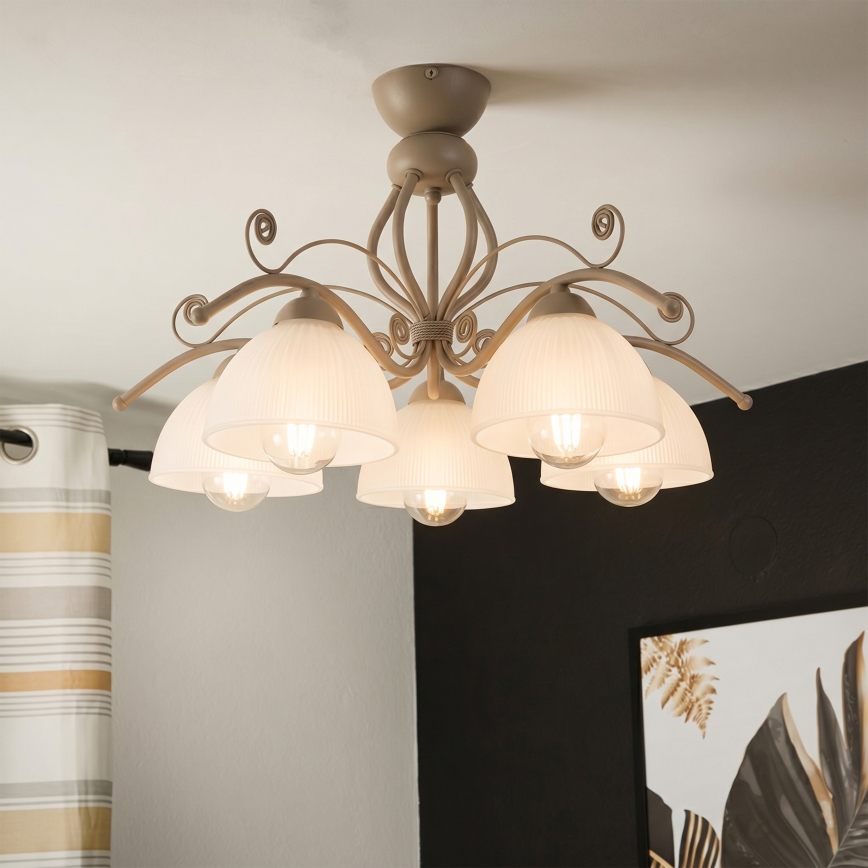 Brilagi - Surface-mounted chandelier ANTICO MODERN 5xE27/60W/230V beige