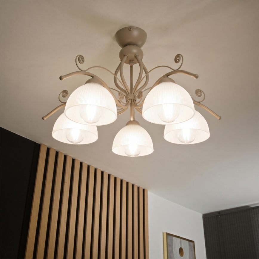 Brilagi - Surface-mounted chandelier ANTICO MODERN 5xE27/60W/230V beige