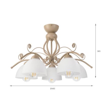 Brilagi - Surface-mounted chandelier ANTICO MODERN 5xE27/60W/230V beige