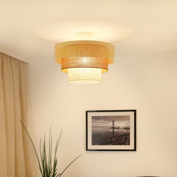 Brilagi - Surface-mounted chandelier CEDAR LUNETA 1xE27/15W/230V d. 45 cm rattan/brown/creamy