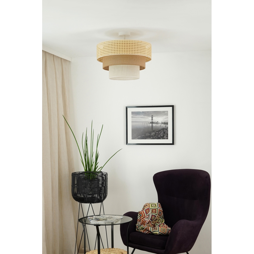 Brilagi - Surface-mounted chandelier CEDAR LUNETA 1xE27/15W/230V d. 45 cm rattan/brown/creamy