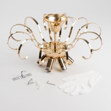 Brilagi - Surface-mounted chandelier CRYSTAL 6xE14/60W/230V gold